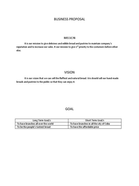 Objectives Snack Business Proposal Example 的图像结果