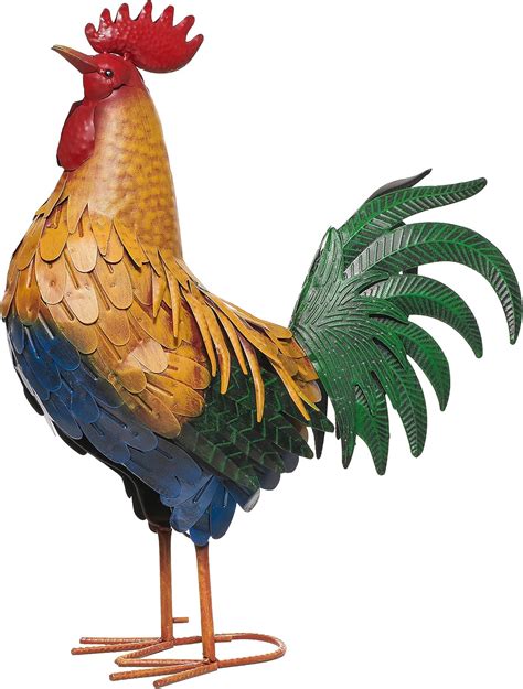 TERESA'S Collections Metal Rooster Garden Statues Decor, Outdoor ...