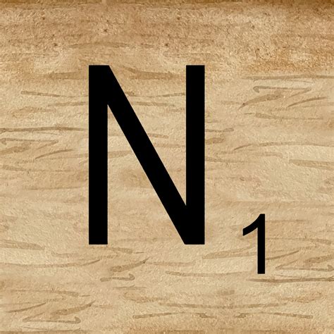 Watercolor illustration of Letter N in scrabble alphabet. Wooden ...