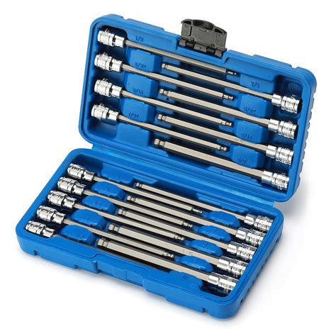 CASOMAN 3/8"Drive Extra Long Ball-End Hex Bit Socket Set, 18 Piece ...