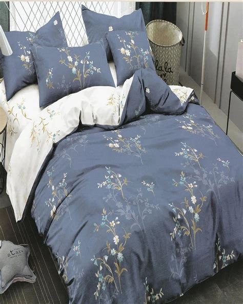 Buy Alrick Blue & Printed Bedsheet Set Online - Angie Homes – ANGIE HOMES