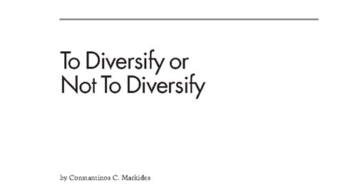 R8: To Diversify or Not to Diversify - Insights on Strategic Decisions ...