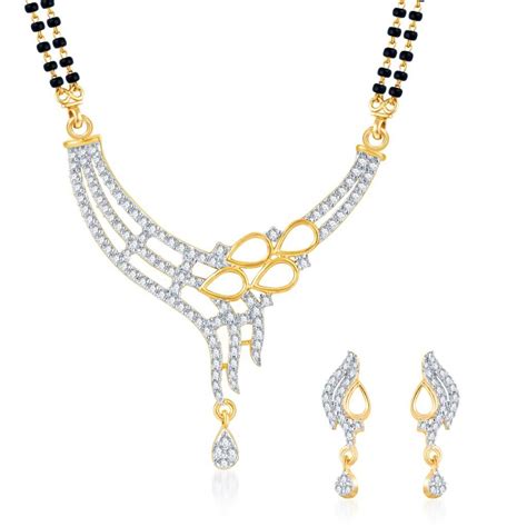 Buy Sukkhi Enchanting CZ Gold And Rhodium Plated Mangalsutra Set for ...