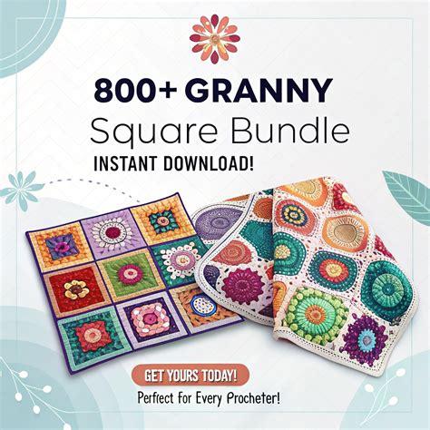 800 Granny Square Crochet Patterns | Easy & Floral PDF Bundle – Yarn Haven