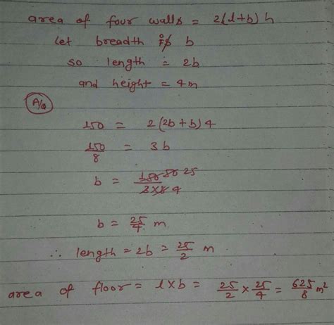 the area of four walls of a room is 150 m square. if the length of the ...