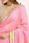 Peach Pink Banarasi Organza Leheriya Saree - Shivangi Kasliwal