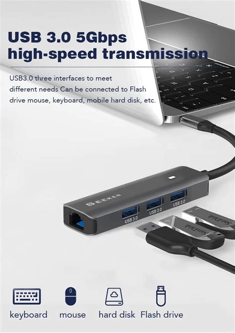 Buy Circle Rootz Type-C 4-in-1 Hub with Ethernet USB-C to 3 USB Ports ...