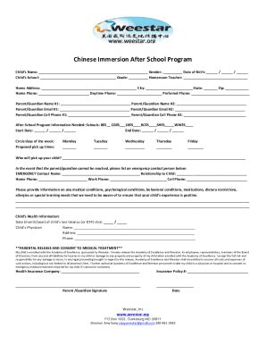 Fillable Online Chinese Immersion After School Registration FormEDIT ...