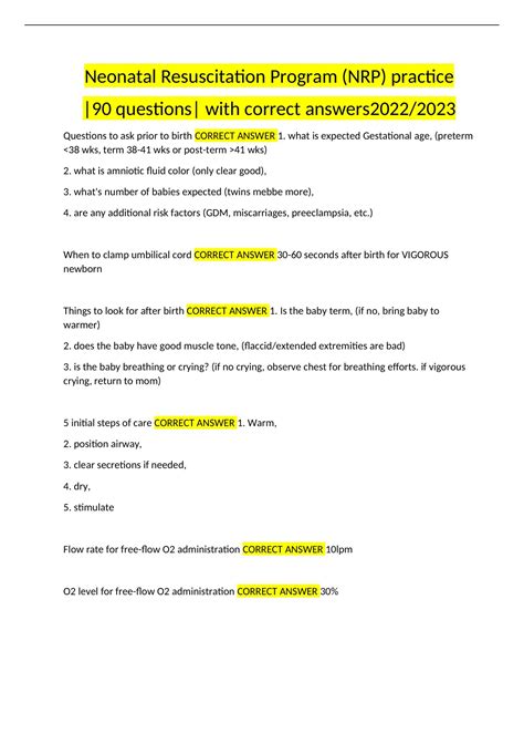 Neonatal Resuscitation Program (NRP) practice |90 questions| with ...