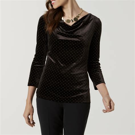 Spencer Women's Cowl Neck Shirt - Dots