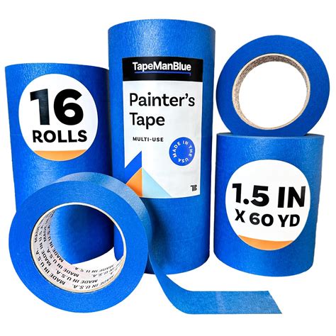 Blue Painters Tape 1.5 inch x 60 Yards - 16 Rolls, Made in America ...
