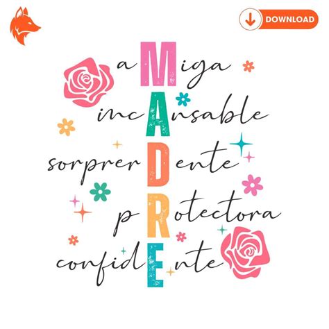 Free Floral Madre Spanish Mothers Day SVG | Spanish mothers day, Happy ...