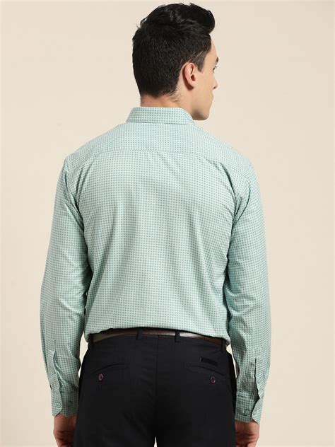 Buy SOJANYA Mens Cotton Sea Green & Blue Printed Formal Shirt Online