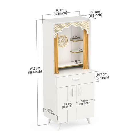 Sharnam Pooja Mandir, Temple Unit for Home with Storage Cabinet — Bluewud