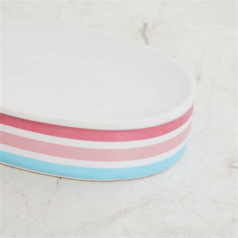 Buy Slate Rainbow Jill Multicoloured Striped Ceramic Soap Dish from ...