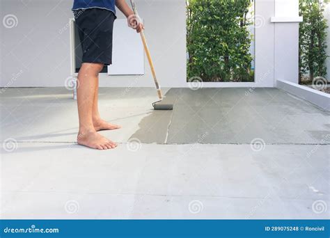 Worker To Skim Coat Surface of Concrete Pavement Floor or Slab Stock ...