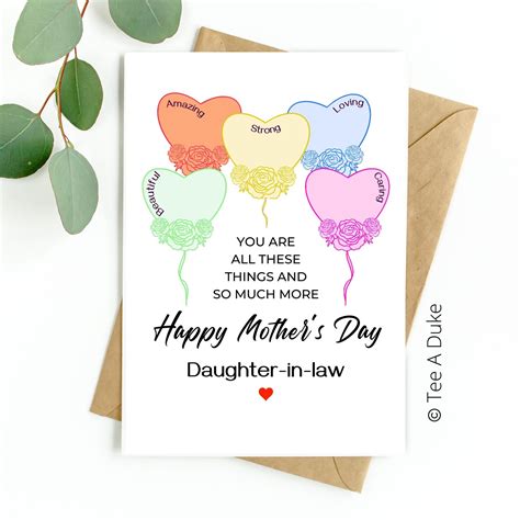 Mother's Day Card for Daughter Heart Balloons Daughter Mother's Day ...
