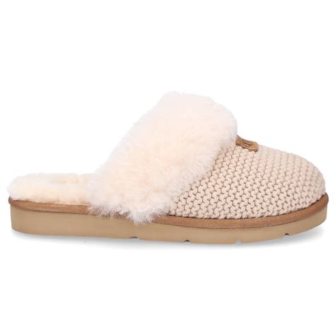UGG Slippers Cozy Knit Cotton Logo Pale Pink in Beige (Natural) - Lyst