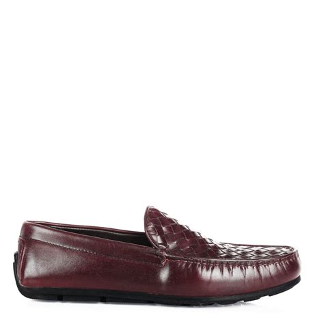 Premium Leather Weaved Textured Driving Burgundy Loafer