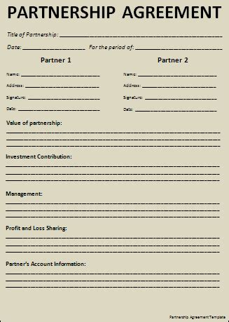 Partnership Agreement Form 的图像结果