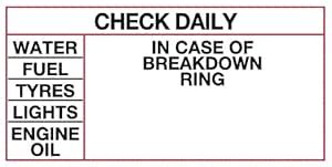 6 Pieces Combo Check Daily in case of Breakdown Ring PVC Waterproof ...