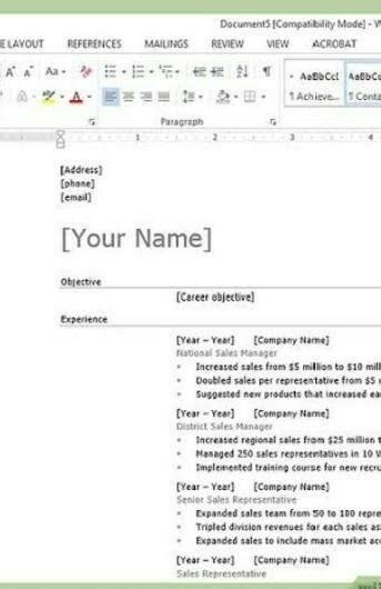 create resume in MS - word . - Brainly.in