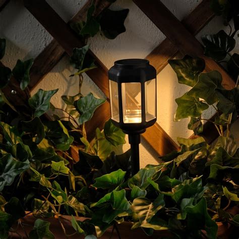 SOLVINDEN LED solar-powered ground stick, outdoor/clear black - IKEA
