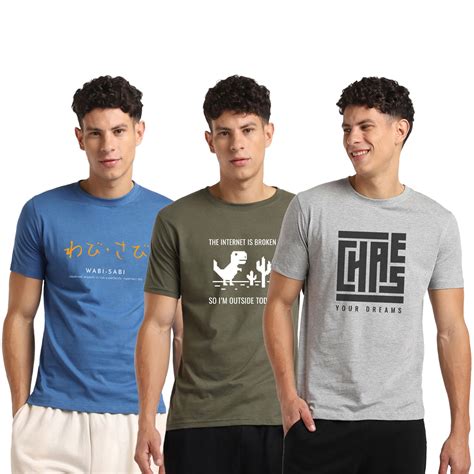 Buy NOBERO Men's Letter Print Regular Fit T-Shirt (1M-TWTS-C0771-152X2 ...