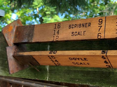 Antique Wood Lumber Logging Doyle Scribner Scale Ruler Brass Laminated ...