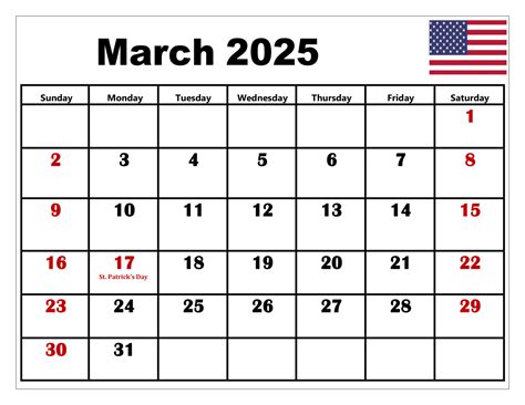 March 2025 Calendar Printable PDF Template with Holidays