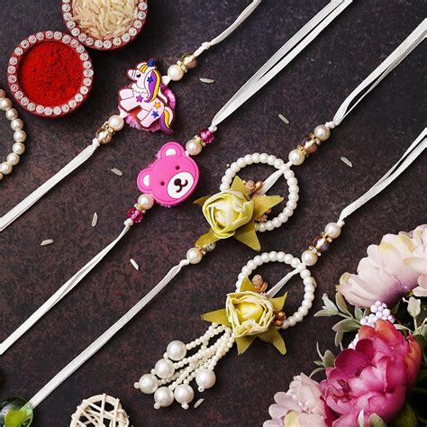 Webelkart Combo of 4 Lumba Rakhi Set for Bhaiya Bhabhi | Rakhi for ...