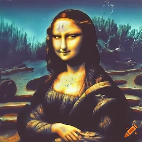 Iconic masterpiece painting of mona lisa with captivating smile on Craiyon