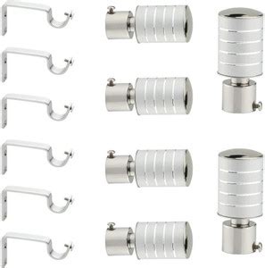 GLOXY Silver Rod Rail Bracket, Curtain Knobs, Curtain Hooks, Curtain ...