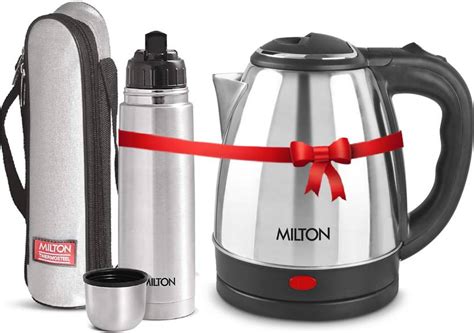 MILTON Combo Set Insta Electric Stainless Steel Kettle, 1.2 Litres ...