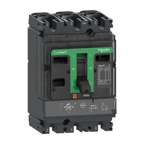 Circuit breaker ComPacT NSX250F, 36kA at 415VAC, TMD trip unit 200A, 50 degrees C, 3 poles 3D ...