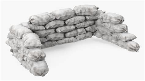 Sandbag Barricade White Dirty 3D model | 3D Molier International