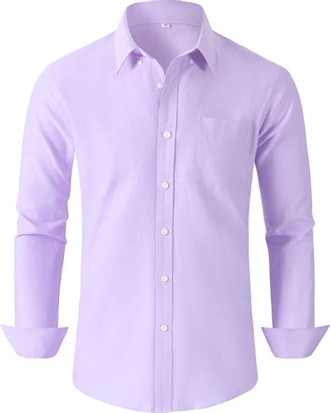 Amazon.com: GIANZEN Mens Lavender Dress Shirt Light Purple Button Up ...