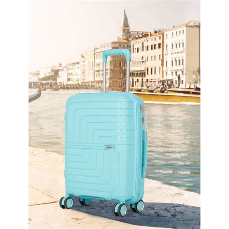 Buy Teakwood Unisex Blue Solid Hard Sided Cabin Trolley Bag Online