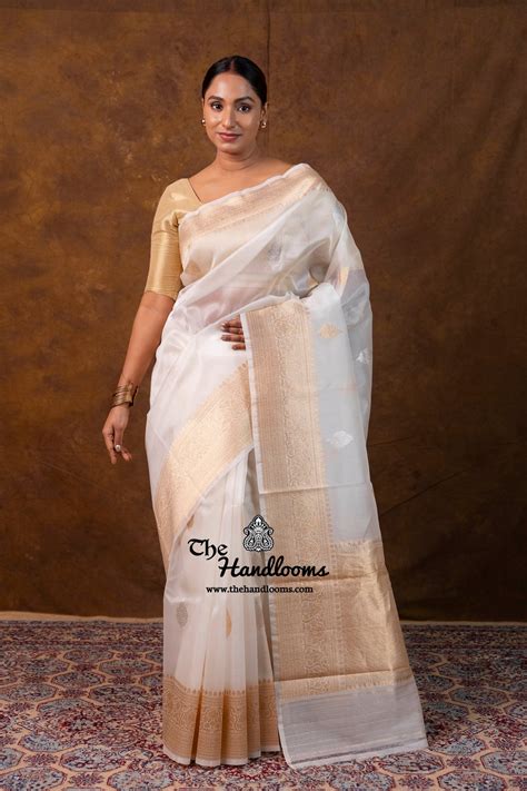 Pure Kora Silk Handloom Banarasi Saree - All Over Sona Roopa Boota ...