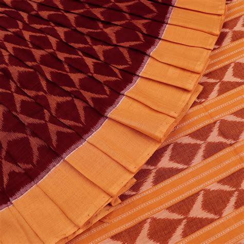Maroon Ikkat Sambalpuri Cotton Saree | D822201979 – Priyadarshini Handloom