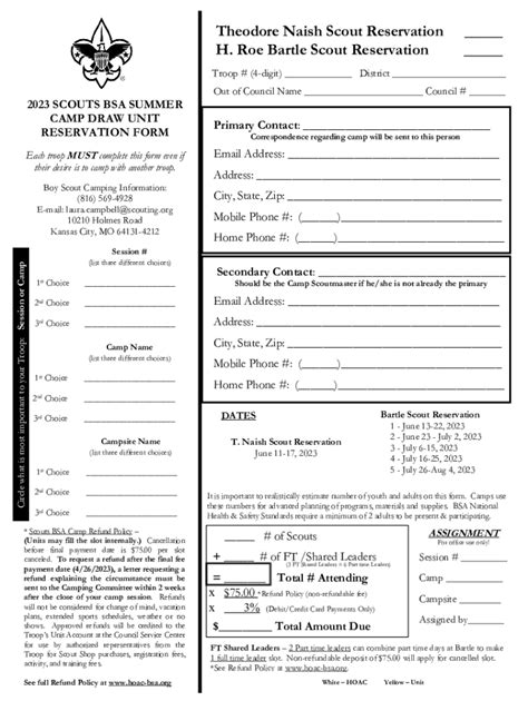 Fillable Online H. Roe Bartle Scout Reservation--More information Fax ...