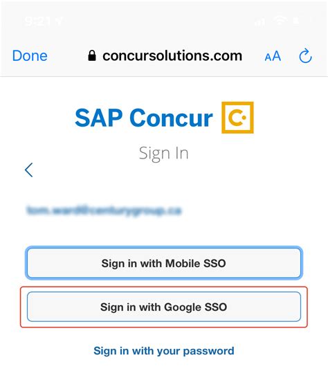 How to sign in to the Concur app for iOS : Century Group Help Desk