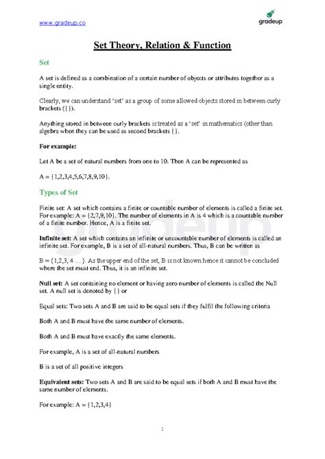 Set theory relation function 87 - Set Theory, Relation & Function Set A ...