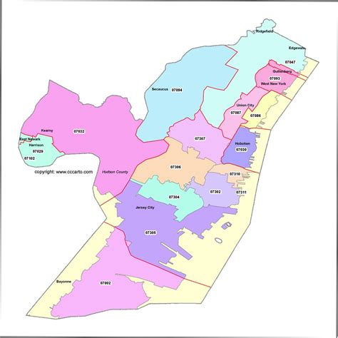 Jersey City ZIP Codes Map — Hudson County ZIP Codes Map (New Jersey)