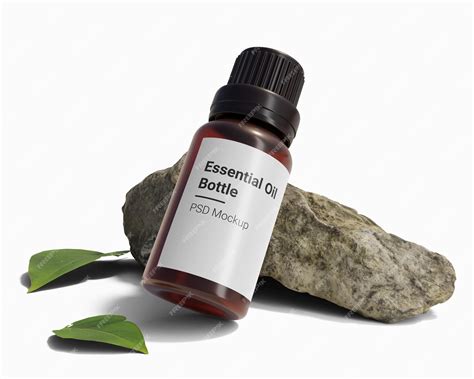 Premium PSD | Amber essential oil bottle mockup