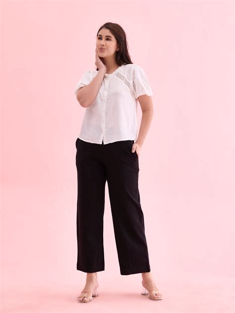 Black Roma Ponte Wide Pants – Go Colors India