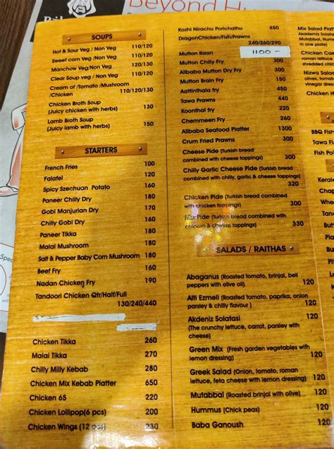 Menu at Open Flame Restaurant, Thrissur