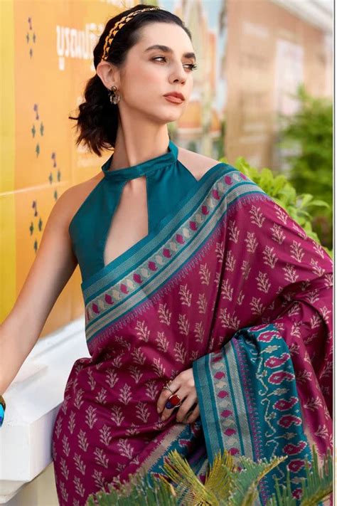 Jamun Purple Soft Woven Banarasi Ikkat Silk Saree – Maharanisaree