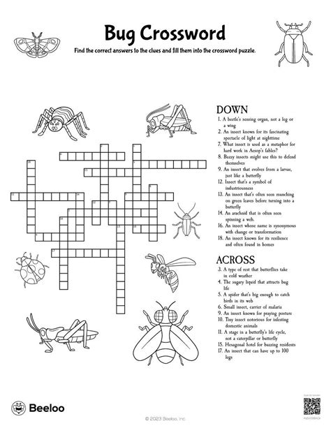 Insect-themed Crossword Puzzles • Beeloo Printable Crafts and ...