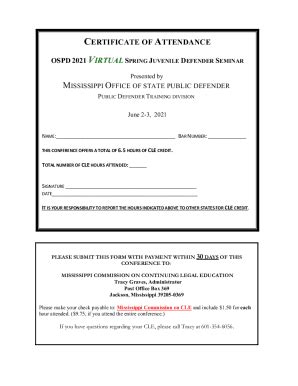 Fillable Online CERTIFICATE OF ATTENDANCE Fax Email Print - pdfFiller